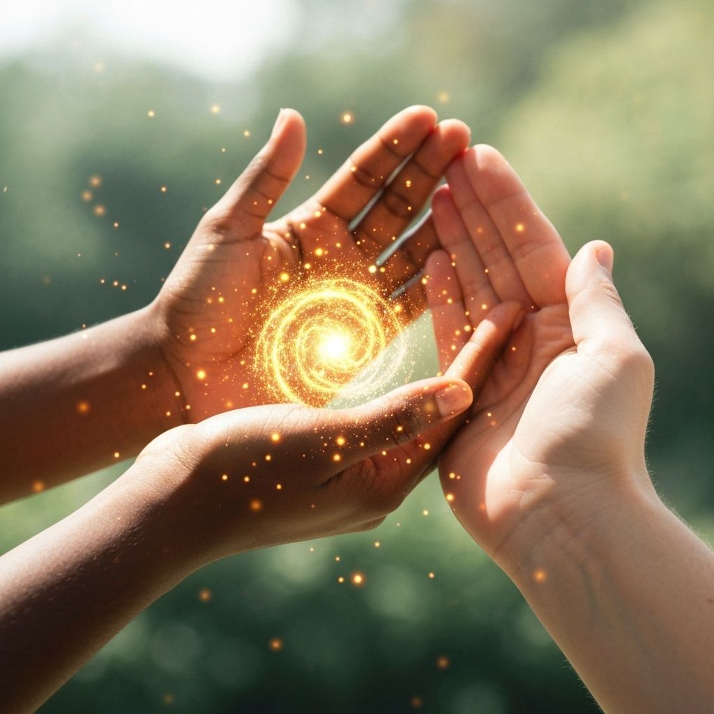 Healing energy in cupped hands